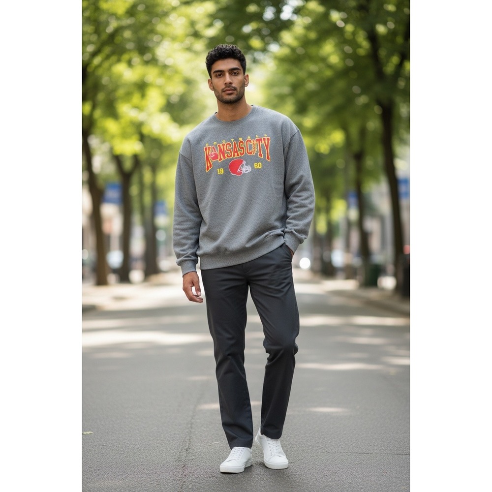 Kansas City Football Sweatshirt Gray Crewneck Vintage Style Pullover1960 Graphic